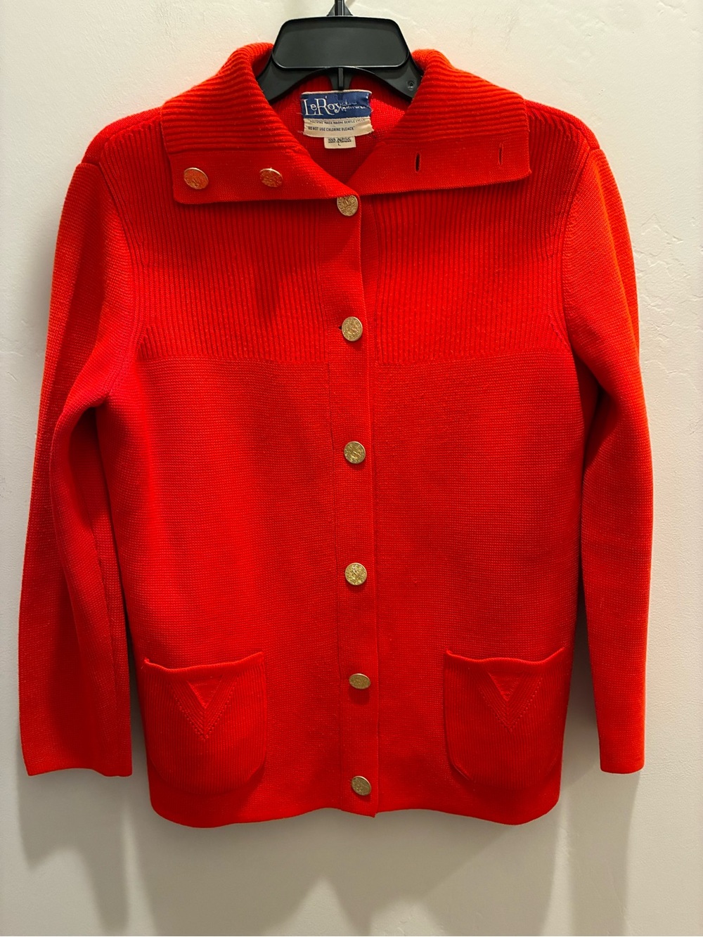 Vintage LeRoy Red Button-Front Knit Jacket